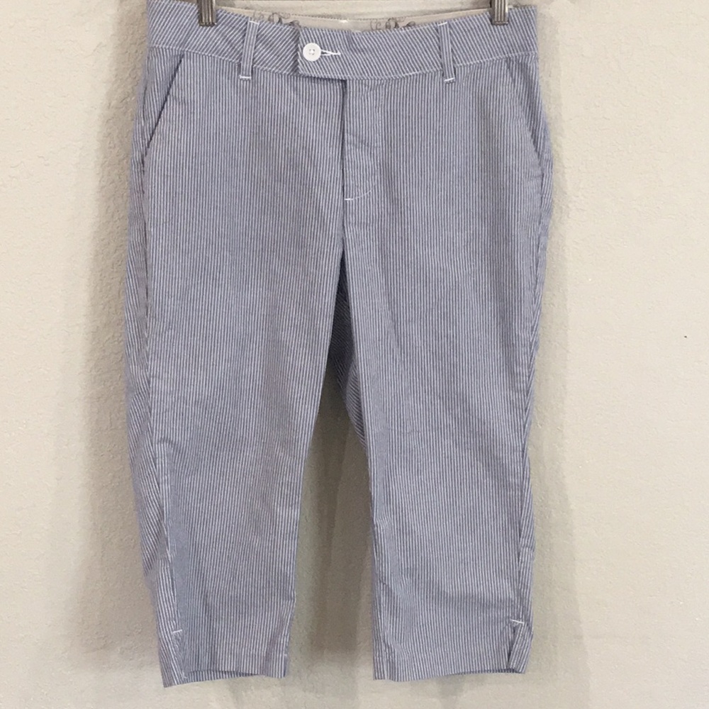Lee Riders Women’s Sz 12 Blue and White Striped Capri Pants Stretch